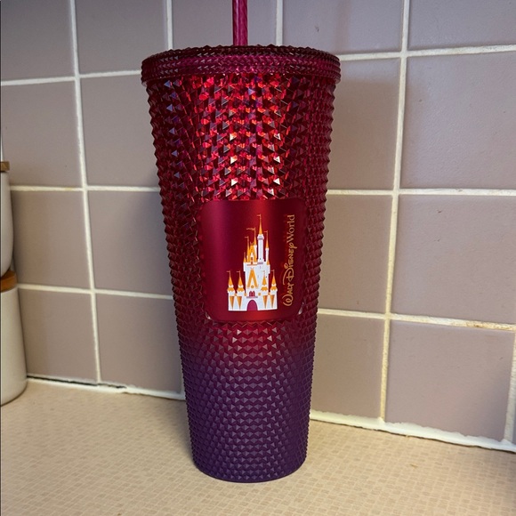 Disney Other - Starbucks Disney Red and Purple Studded Tumbler